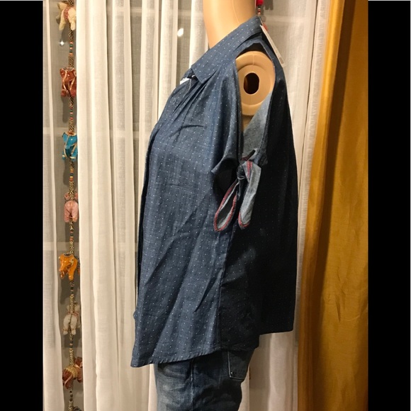 ❤️NWT Anthropologie Holding Horses Denim Polka Dot Shirt 4❤️ - Picture 5 of 11